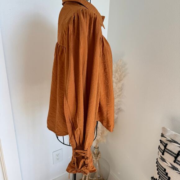 Blu Pepper Golden Vintage Mustard Button Up Blouse - NEW Peasant/Cottage - Picture 4 of 11